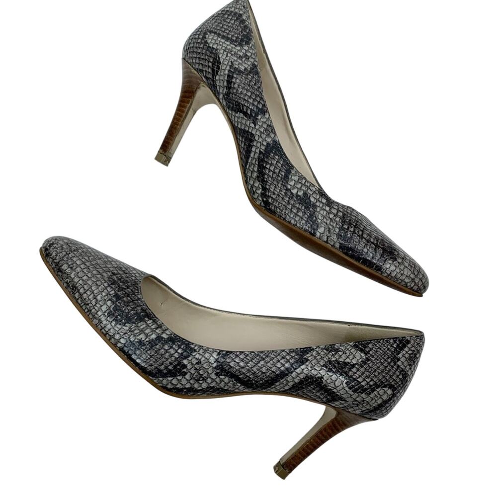 Cole Haan Snakeskin Almond Toe 3.5” Heels Women’s Size 8B Python Print Pumps - Picture 7 of 10